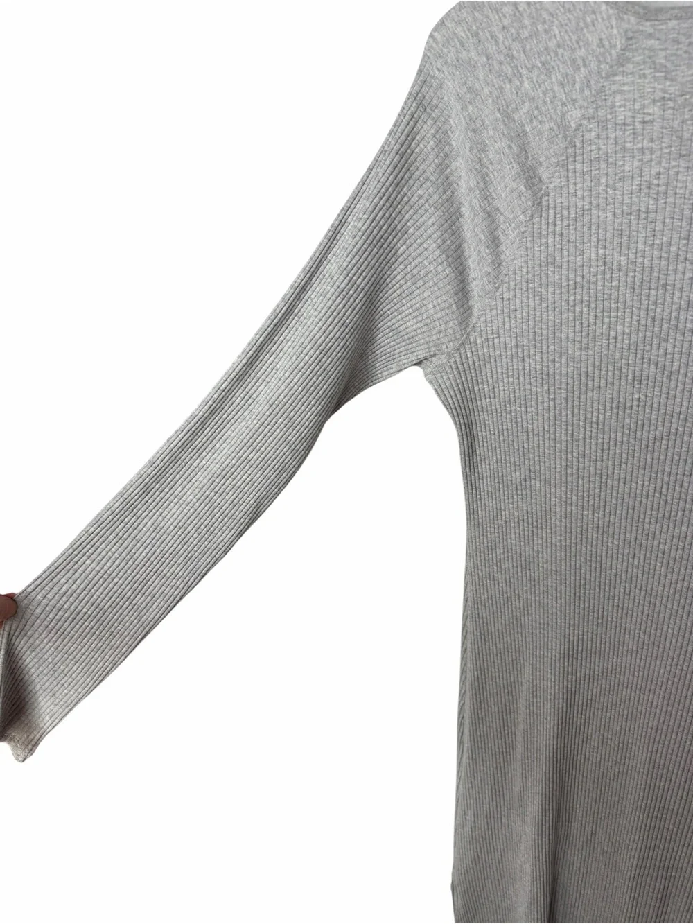 NWT Arie Ribbed Long Sleeve Scoop Neck Maxi Dress - Light Gray